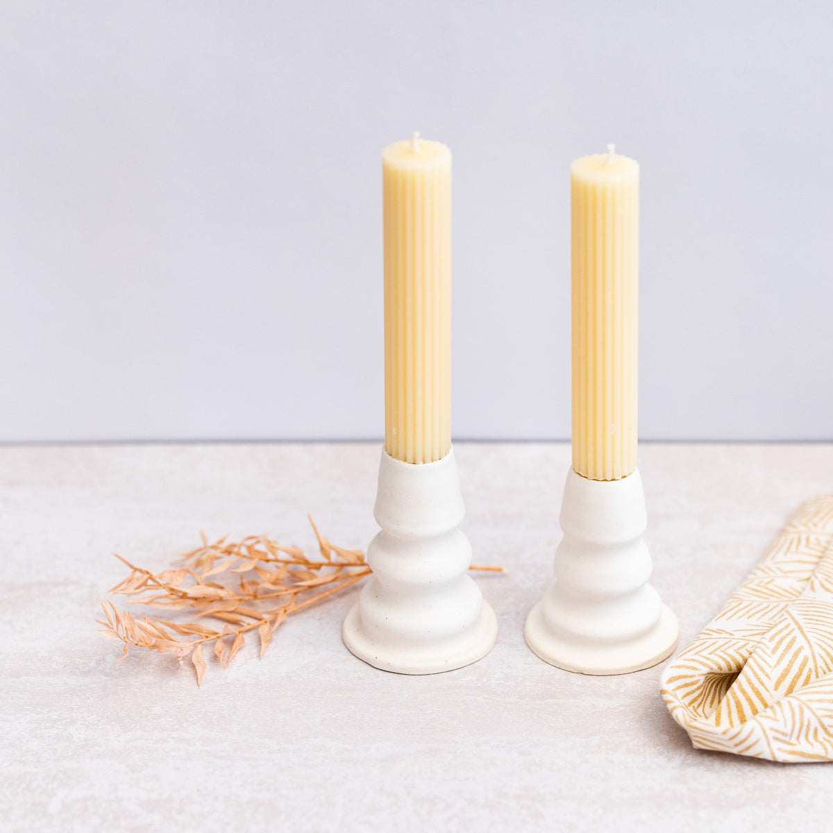 Handmade Ceramic Candle Holders - Porcelain Stoneware - Ink Spiller Home